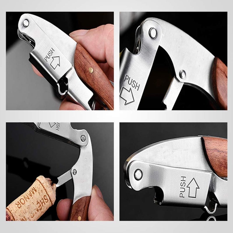 Kit-Home Professional Waiter Corkscrew Wine Key for Bartenders Set of 3,With Long Rosewood Handle Stainless Steel Handle Wine Opener for Bar Restaurant Waiters, Sommelier, Bartend (Big Wood 3 Packs) - Image 4